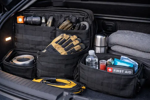EDC do auta – praktická výbava a organizér v kufri pripravené na každodenné jazdenie.webp