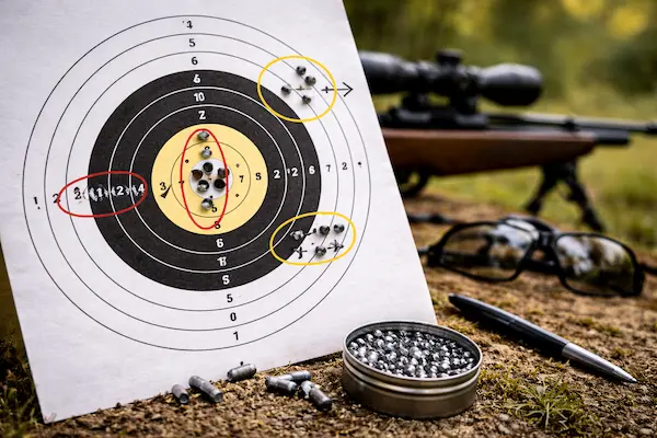 Rozptyl zásahov na terči – diagnostika chyby v technike alebo nastrelení.webp