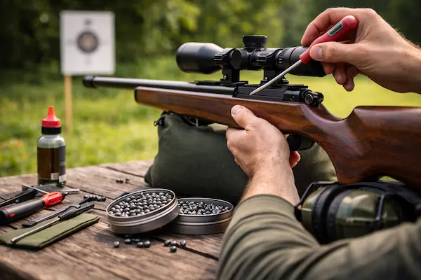 najčastejšie chyby pri streľbe zo vzduchovky – kontrola montáže puškohľadu, diaboliek a technického stavu vzduchovky pred streľbou.webp
