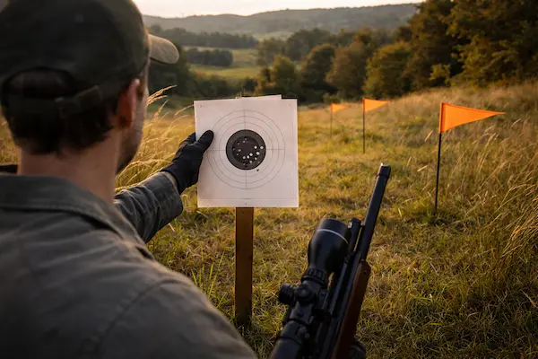 Ako čítať vietor pri streľbe zo vzduchovky – vyhodnotenie zásahov na terči v otvorenom teréne s veternými vlajočkami a bočným vetrom.webp